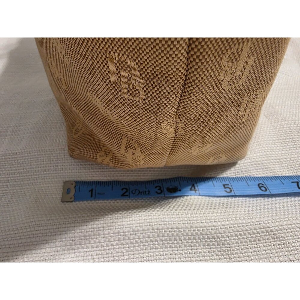 Dooney & Bourke DB Canvas Tote Bag Beige Red Leather Trim Medium - Picture 4 of 9